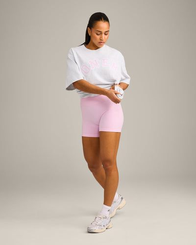 Oversized Oner Girlfriend Washed T-Shirt | Light Grey Marl/Chalk Pink
