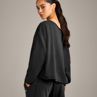 Raw Cut Lounge Off-The-Shoulder Sweatshirt | Washed Black
