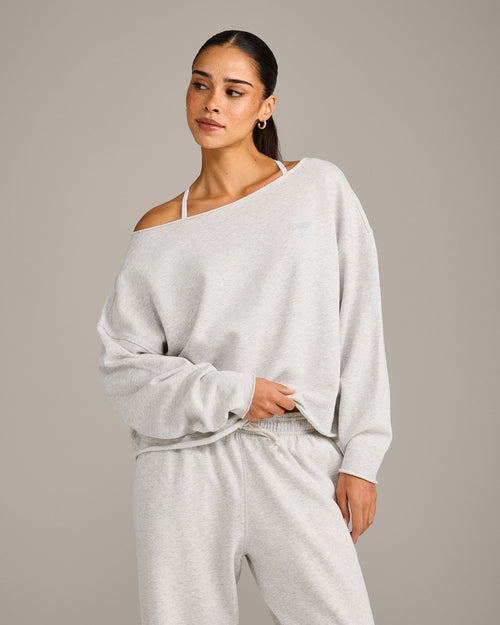 Raw Cut Lounge Off-The-Shoulder Sweatshirt | Light Grey Marl