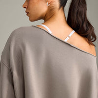 Raw Cut Lounge Off-The-Shoulder Sweatshirt | Washed Minky
