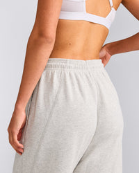 Cotton Vintage Lounge Wide Leg Joggers | Light Grey Marl