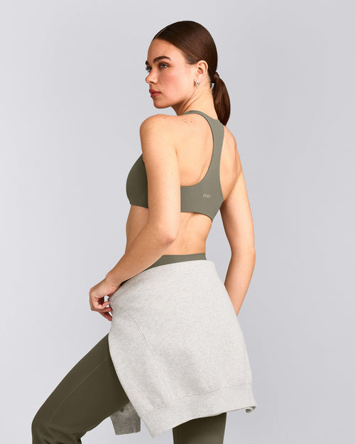 SoftMotion™ Bralette with Grey Logo | Alpine Green