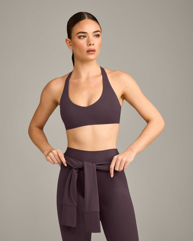 SoftMotion™ Bralette with Grey Logo | Dark Umber Brown