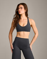 SoftMotion™ Bralette with Grey Logo | Coal