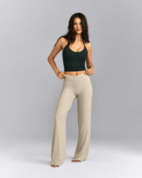SoftMotion™ Strappy Halter Neck Mid Vest with Built in Bra Shelf | Emerald Noir