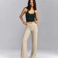 SoftMotion™ Strappy Halter Neck Mid Vest with Built in Bra Shelf | Emerald Noir