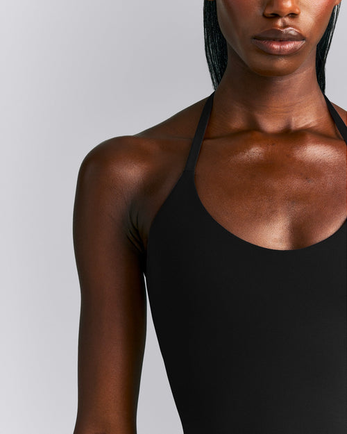 SoftMotion™ Strappy Halter Neck Vest with Built in Bra Shelf New Branding | Black