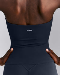 SoftMotion™ Strappy Halter Neck Tank Top with Built in Bra Shelf New Branding | True Blue