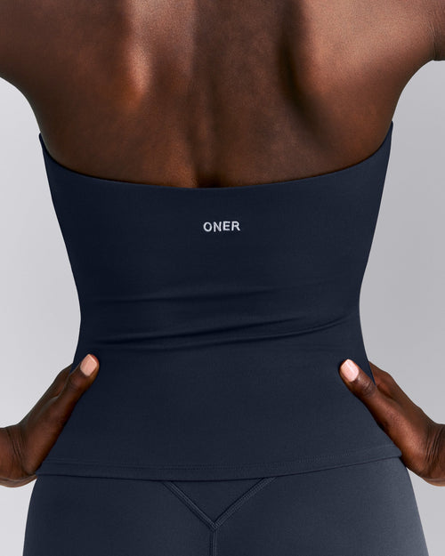 SoftMotion™ Strappy Halter Neck Vest with Built in Bra Shelf New Branding | True Blue