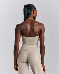 SoftMotion™ Strappy Halter Neck Tank Top with Built in Bra Shelf New Branding | Warm Sand