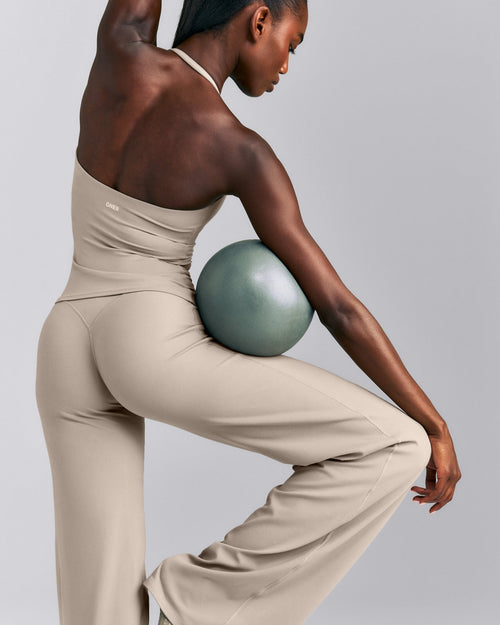 SoftMotion™ Strappy Halter Neck Vest with Built in Bra Shelf New Branding | Warm Sand
