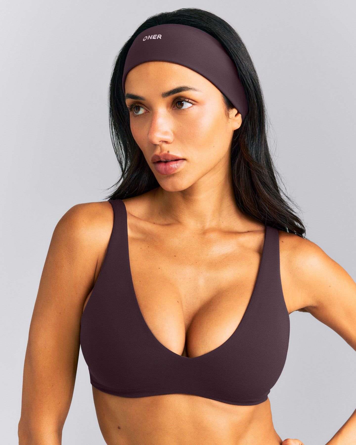 SoftMotion™ Headband with Grey Logo | Dark Umber Brown