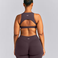 SoftMotion™ High Neck Sports Bra | Dark Umber Brown