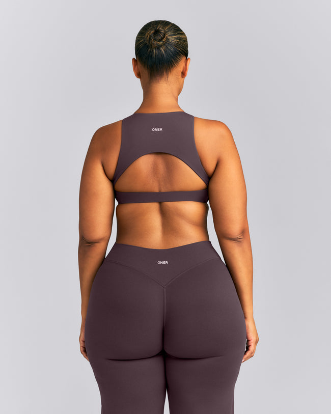 SoftMotion™ High Neck Sports Bra | Dark Umber Brown