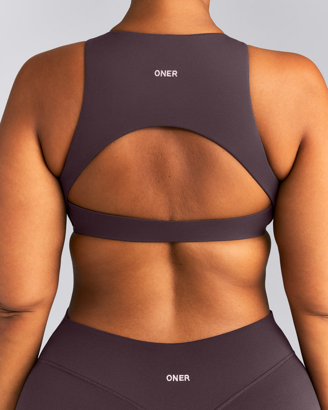 SoftMotion™ High Neck Sports Bra | Dark Umber Brown
