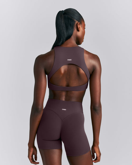 SoftMotion™ High Neck Sports Bra | Dark Umber Brown