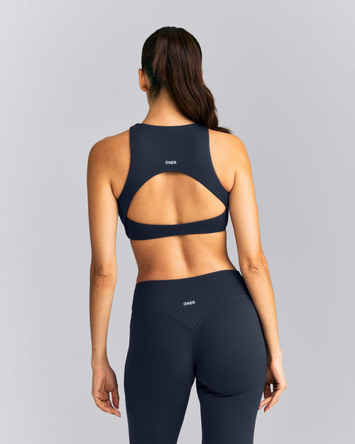 SoftMotion™ High Neck Sports Bra | True Blue