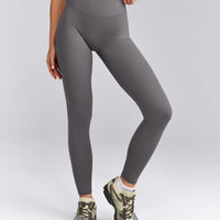SoftMotion™ High Waisted Leggings with Grey Logo | Ash Grey