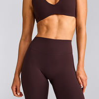 SoftMotion™ High Waisted Leggings with Grey Logo | Plum Brown