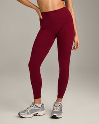 SoftMotion™ High Waisted Leggings with Grey Logo | Ruby Red