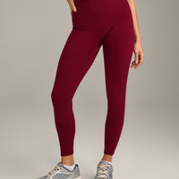 SoftMotion™ High Waisted Leggings with Grey Logo | Ruby Red