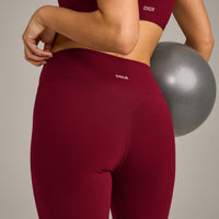 SoftMotion™ High Waisted Leggings with Grey Logo | Ruby Red