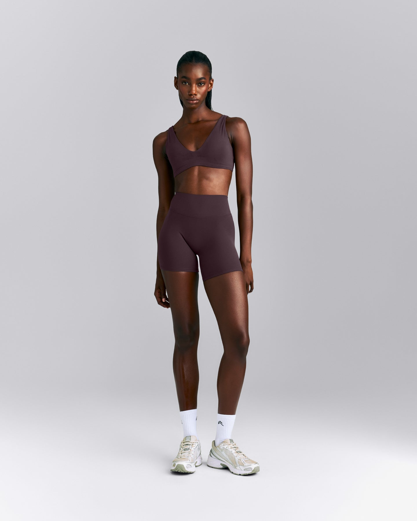 SoftMotion™ High Waisted Shorts 6" New Branding | Dark Umber Brown