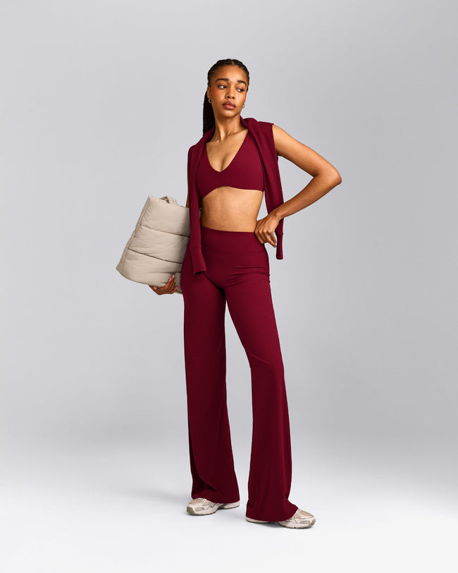 SoftMotion™ Straight Leg Bottoms with Grey Logo | Ruby Red