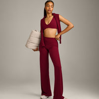 SoftMotion™ Straight Leg Bottoms with Grey Logo | Ruby Red