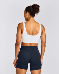 SoftMotion™ Longline Sports Bra with Grey Logo | White
