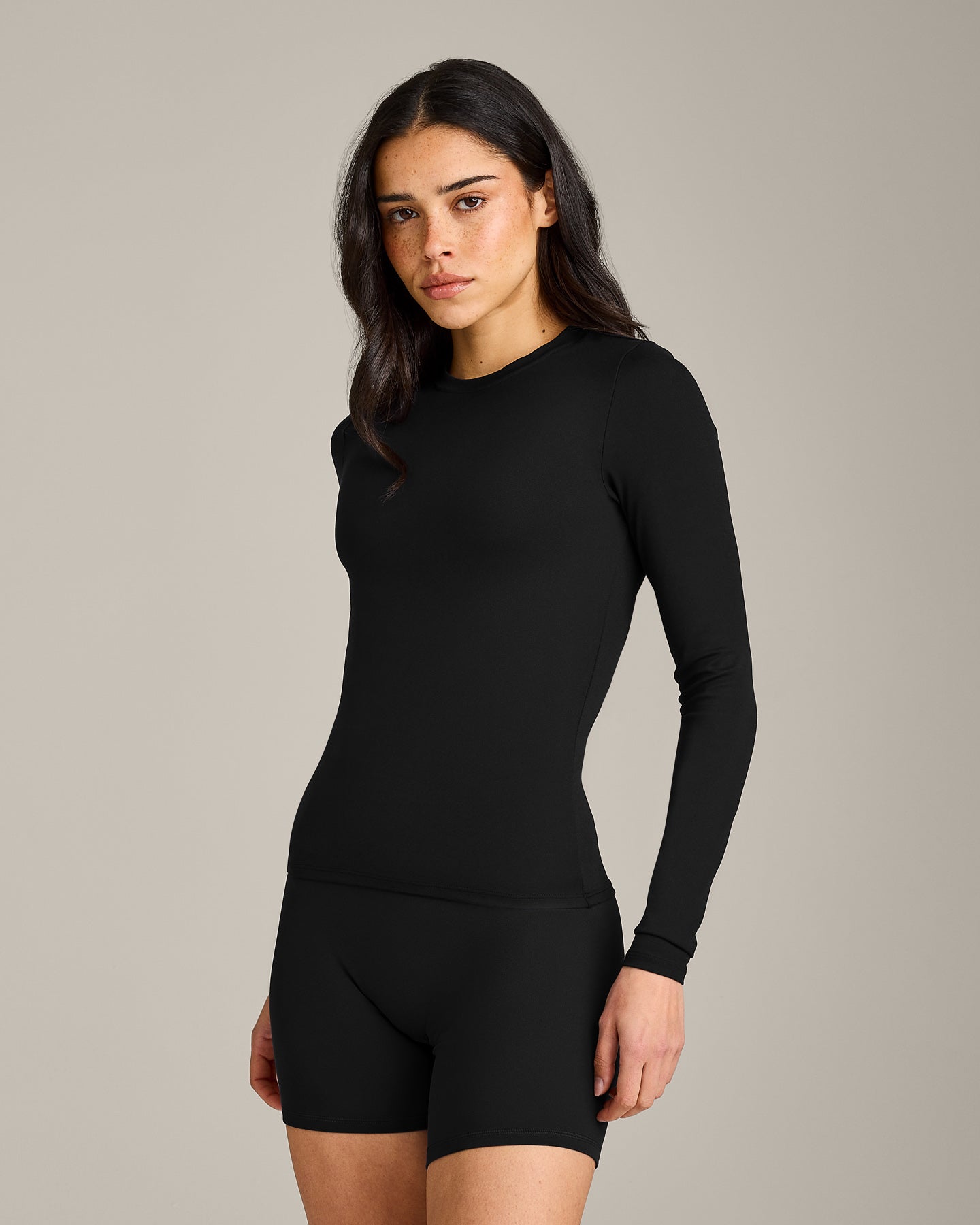 SoftMotion™ Long Sleeve Top with Grey Logo | Black