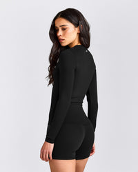 SoftMotion™ Long Sleeve Top with Grey Logo | Black