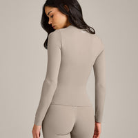 SoftMotion™ Long Sleeve Top with White Logo | Warm Sand