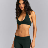 SoftMotion™ Minimal Halter Neck Bralette | Emerald Noir