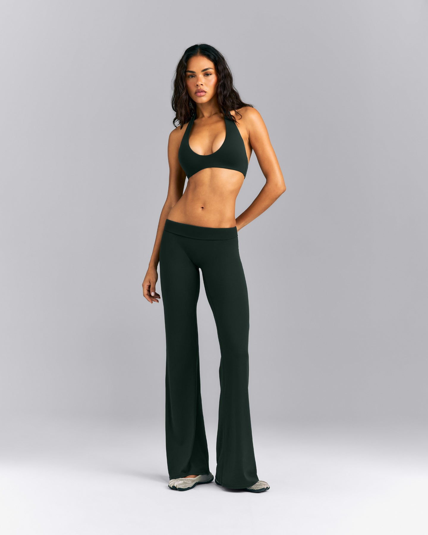 SoftMotion™ Minimal Halter Neck Bralette | Emerald Noir