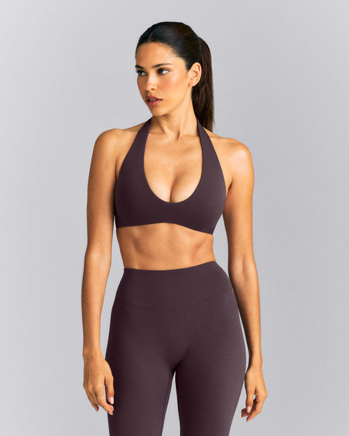 SoftMotion™ Minimal Halter Neck Bralette | Dark Umber Brown