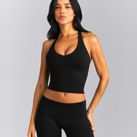 SoftMotion™ Racer Back Mid Vest with Built in Bra Shelf New Branding | Black