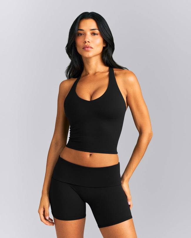 SoftMotion™ Racer Back Mid Vest with Built in Bra Shelf New Branding | Black