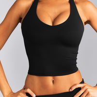 SoftMotion™ Racer Back Mid Vest with Built in Bra Shelf New Branding | Black