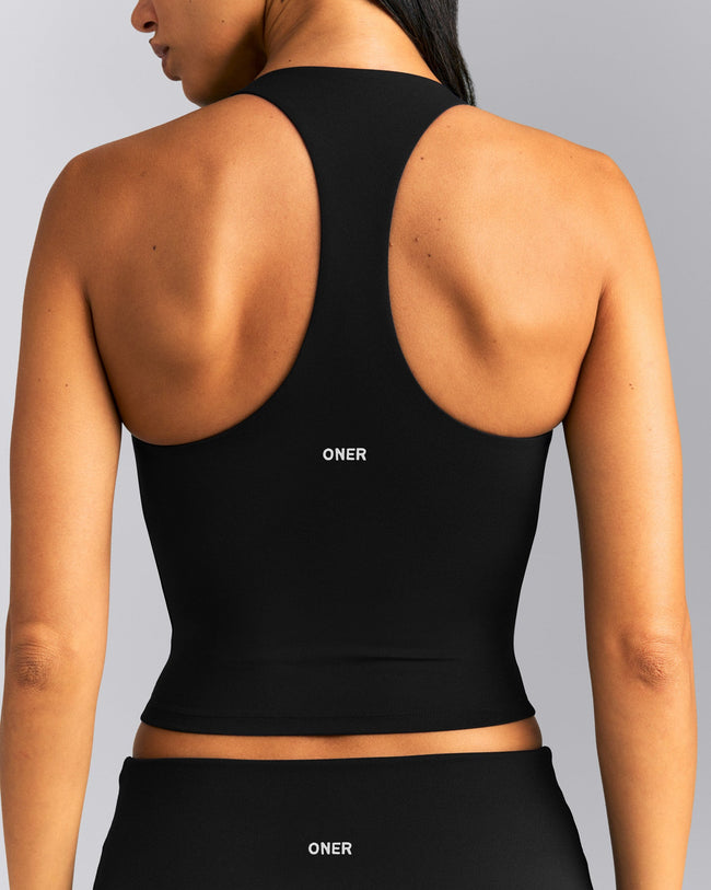 SoftMotion™ Racer Back Mid Vest with Built in Bra Shelf New Branding | Black