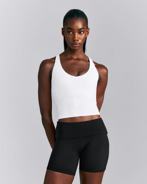 SoftMotion™ Racer Back Mid Vest with Built in Bra Shelf | White