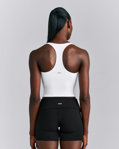 SoftMotion™ Racer Back Mid Vest with Built in Bra Shelf | White