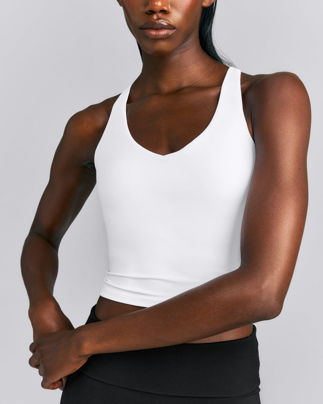 SoftMotion™ Racer Back Mid Vest with Built in Bra Shelf New Branding | White