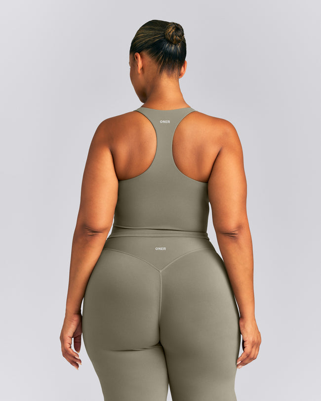 SoftMotion™ Racer Back Mid Vest with Built in Bra Shelf | Alpine Green
