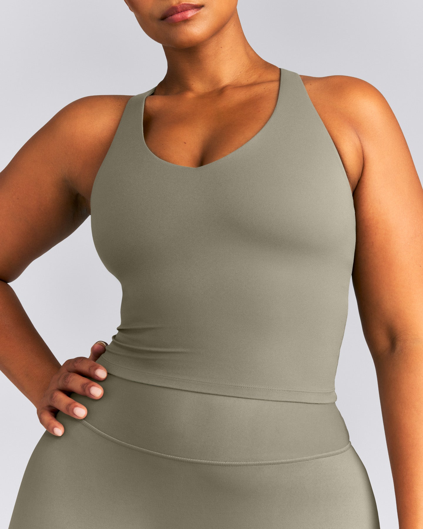 SoftMotion™ Racer Back Mid Vest with Built in Bra Shelf | Alpine Green