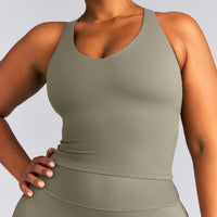 SoftMotion™ Racer Back Mid Vest with Built in Bra Shelf | Alpine Green