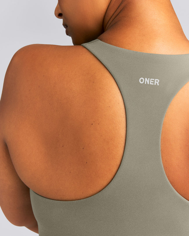 SoftMotion™ Racer Back Mid Vest with Built in Bra Shelf | Alpine Green