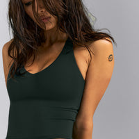 SoftMotion™ Racer Back Mid Vest with Built in Bra Shelf | Emerald Noir