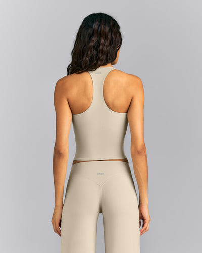 SoftMotion™ Racer Back Mid Vest with Built in Bra Shelf | Oatmeal