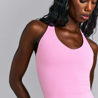 SoftMotion™ Racer Back Mid Vest with Built in Bra Shelf | Rose Pink